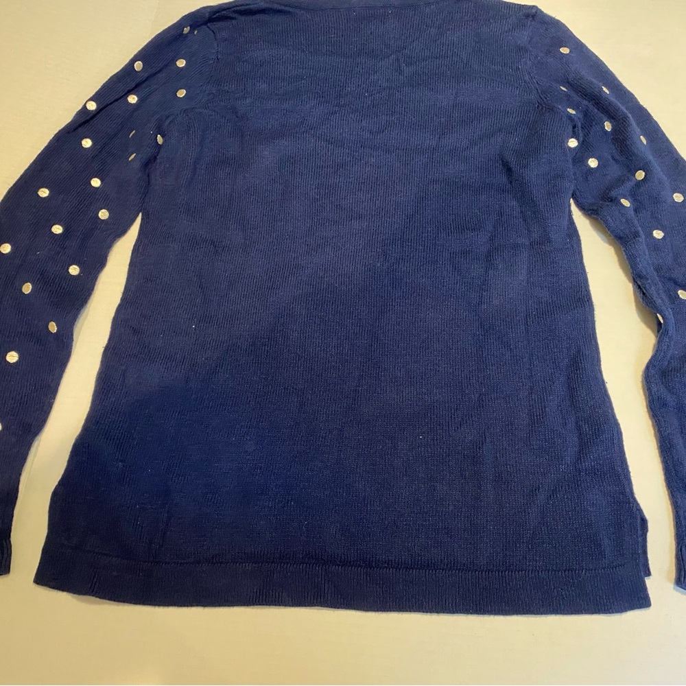 Women’s Old Navy Medium Blue With Silver Polka Dot Long Sleeve Sweater - Picture 6 of 6